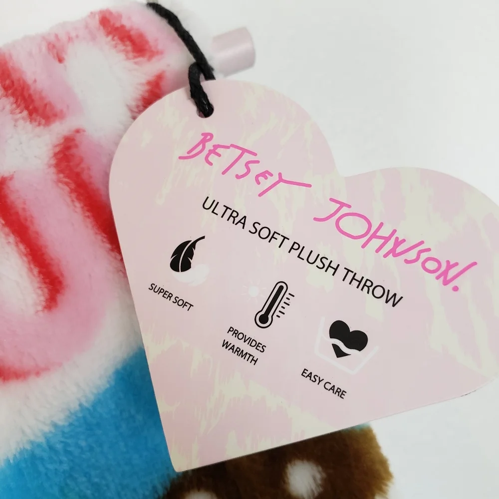 Betsey Johnson Junk Food Yum Yum Ultra Soft Plush Throw Blanket 50in X 60in